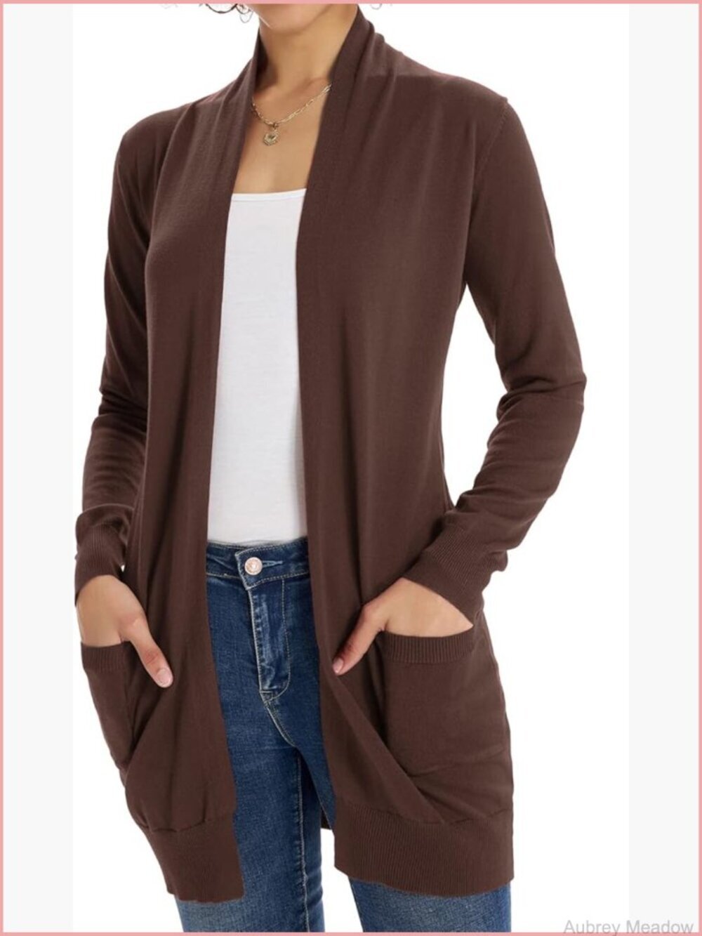 Lightweight Textured Open Front Cardigan with Pockets Long Sleeve Shrug